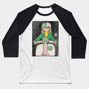 Retro Scooter, Classic Scooter, Scooterist, Scootering, Scooter Rider, Mod Art Baseball T-Shirt